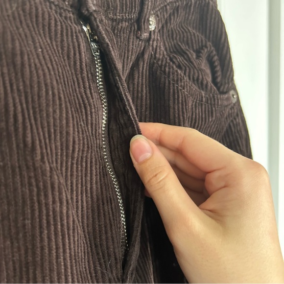 ZARA HIGH RISE WIDE LEG CORDUROY PANT IN BROWN SIZE 2 - Picture 5 of 11